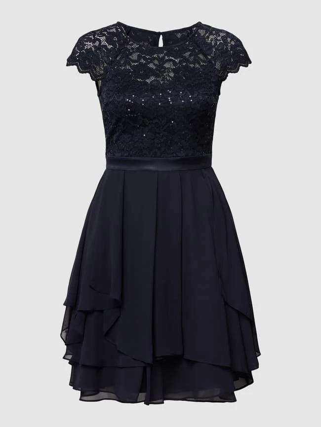 Jake*s Cocktail Cocktailkleid Mit Spitzenbesatz - Marineblau Meliert 4 Jake*s Cocktail Cocktailkleid Mit Spitzenbesatz - Marineblau Meliert – Bild 2