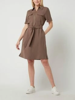 MOS MOSH Knielanges Kleid Mit Taillengürtel - Haselnuss Braun