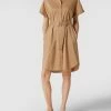 BOSS Blusenkleid In Knielänge Mit Taillengürtel Modell 'Dashile' - Beige