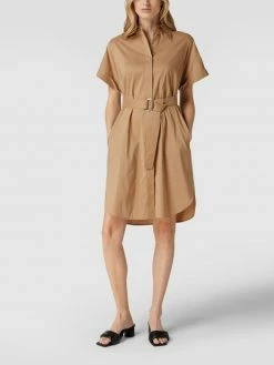 BOSS Blusenkleid In Knielänge Mit Taillengürtel Modell 'Dashile' - Beige