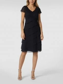 Christian Berg Cocktail Cocktailkleid Aus Spitze Und Chiffon - Marineblau Meliert