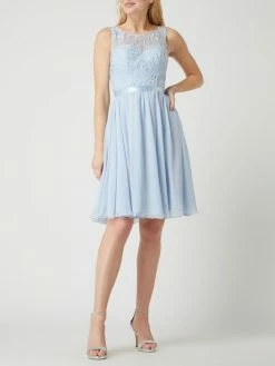 Luxuar Cocktailkleid Aus Floraler Spitze Und Chiffon - Hellblau