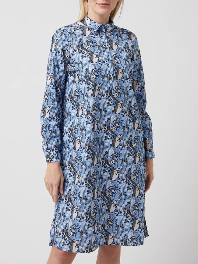 Milano Italy Blusenkleid Mit Animal-Print - Hellblau 6 Milano Italy Blusenkleid Mit Animal-Print - Hellblau – Bild 4