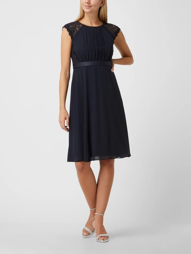 Christian Berg Cocktail Cocktailkleid Aus Chiffon Mit Spitze - Marineblau Meliert 3 Christian Berg Cocktail Cocktailkleid Aus Chiffon Mit Spitze - Marineblau Meliert