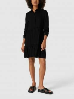 Vila Knielanges Kleid Mit Kurzer Knopfleiste Modell 'Vimorose' - Schwarz