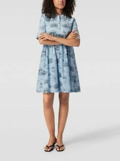 Jake*s Casual Hemdblusenkleid Mit Allover-Muster - Bleu