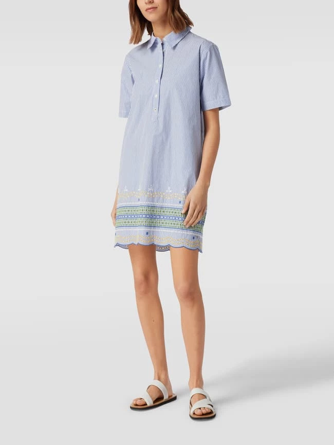 Tommy Hilfiger Knielanges Kleid Mit Lochstickereien - Bleu 3 Tommy Hilfiger Knielanges Kleid Mit Lochstickereien - Bleu