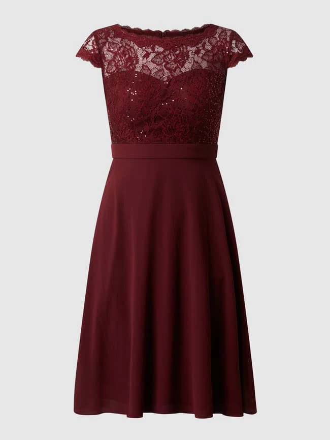 Christian Berg Cocktail Cocktailkleid Aus Spitze Und Chiffon - Dunkelrot 4 Christian Berg Cocktail Cocktailkleid Aus Spitze Und Chiffon - Dunkelrot – Bild 2
