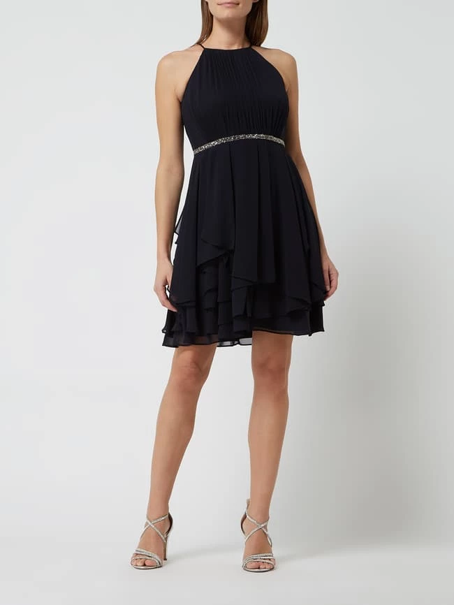 Jake*s Cocktail Cocktailkleid Mit Volants - Marineblau Meliert 3 Jake*s Cocktail Cocktailkleid Mit Volants - Marineblau Meliert