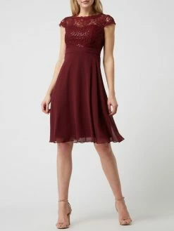 Christian Berg Cocktail Cocktailkleid Aus Spitze Und Chiffon - Dunkelrot