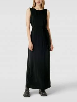 Comma Maxikleid Aus Viskose-Mix Mit Taillenband - Schwarz