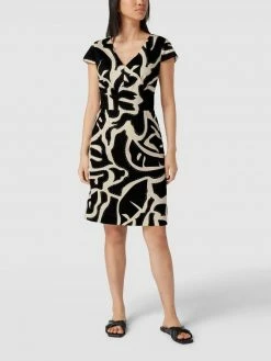 Comma Knielanges Kleid Mit Allover-Muster - Schwarz