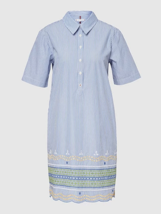 Tommy Hilfiger Knielanges Kleid Mit Lochstickereien - Bleu 4 Tommy Hilfiger Knielanges Kleid Mit Lochstickereien - Bleu – Bild 2