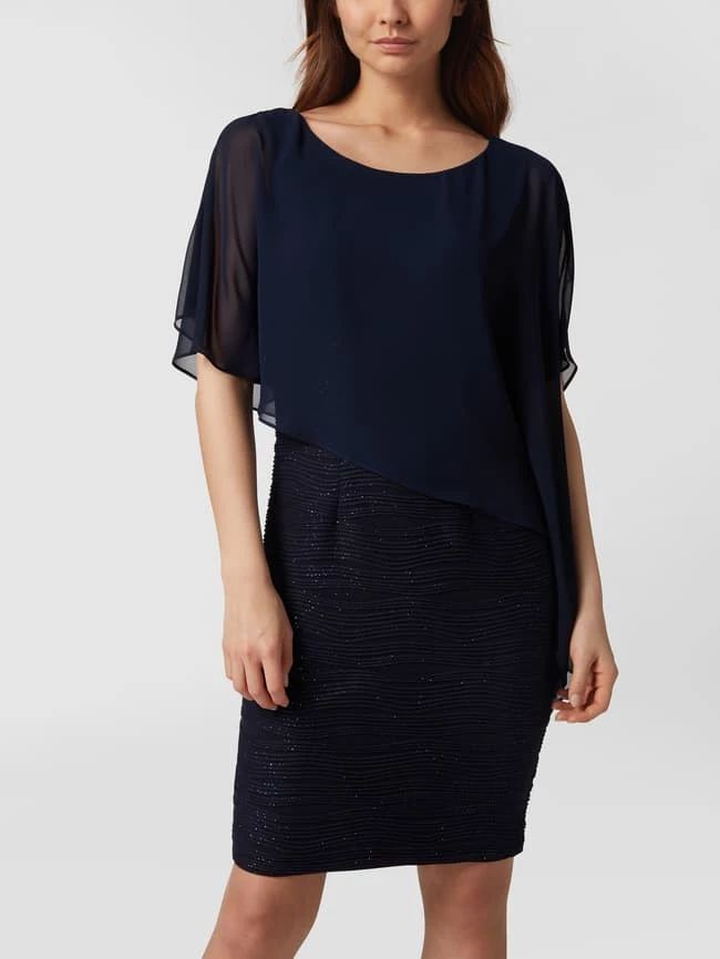 Swing Cocktailkleid Mit Glitter-Effekt Und Chiffonbesatz - Marineblau 6 Swing Cocktailkleid Mit Glitter-Effekt Und Chiffonbesatz - Marineblau – Bild 4