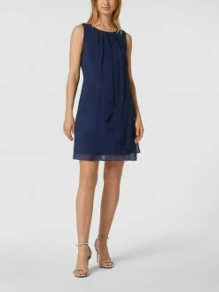 Swing Cocktailkleid Mit Leicht Ausgestelltem Rockteil - Marineblau