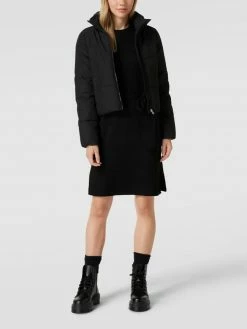 Pieces Knielanges Kleid In Strick-Optik Modell 'Cava' - Schwarz