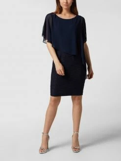 Swing Cocktailkleid Mit Glitter-Effekt Und Chiffonbesatz - Marineblau