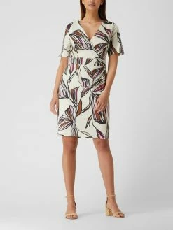 Comma Etuikleid Mit Floralem Muster - Ecru