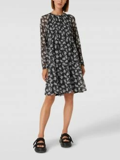 Montego Knielanges Kleid Mit Allover-Muster - Schwarz