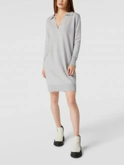 Montego Strickkleid Mit V-Ausschnitt - Silber Meliert