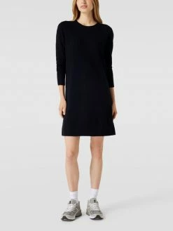 Christian Berg Woman Knielanges Strickkleid Mit Geripptem Rundhalsausschnitt - Dunkelblau