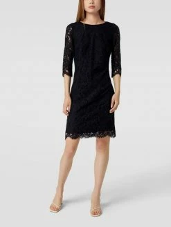 Montego Knielanges Kleid Mit Floralen Stickereien - Marineblau