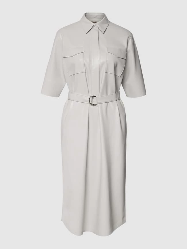 BOSS Hemdblusenkleid In Leder-Optik Modell 'Dafaro' - Hellgrau 4 BOSS Hemdblusenkleid In Leder-Optik Modell 'Dafaro' - Hellgrau – Bild 2