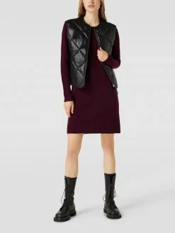 Christian Berg Woman Knielanges Strickkleid Mit Geripptem Rundhalsausschnitt - Bordeaux Rot