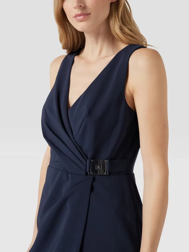 Lauren Ralph Lauren Knielanges Cocktailkleid Mit V-Ausschnitt - Marineblau 5 Lauren Ralph Lauren Knielanges Cocktailkleid Mit V-Ausschnitt - Marineblau – Bild 3