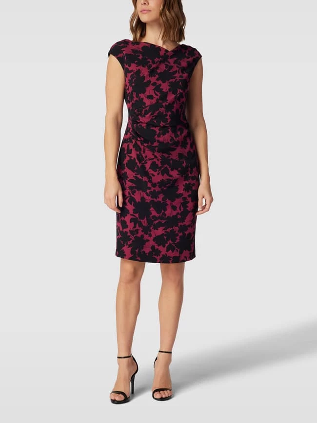 Swing Cocktailkleid Mit Allover-Muster - Bordeaux Rot 3 Swing Cocktailkleid Mit Allover-Muster - Bordeaux Rot