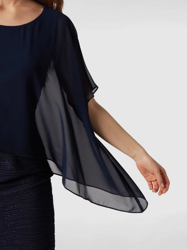Swing Cocktailkleid Mit Glitter-Effekt Und Chiffonbesatz - Marineblau 5 Swing Cocktailkleid Mit Glitter-Effekt Und Chiffonbesatz - Marineblau – Bild 3