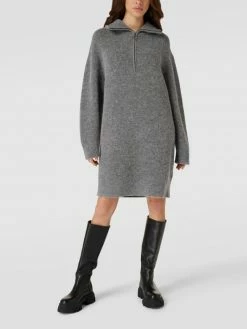 Marc O'Polo Denim Knielanges Kleid Mit Label-Detail - Dunkelgrau Meliert