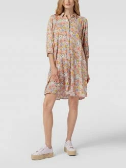 Jake*s Casual Knielanges Kleid Mit Floralem Allover-Muster - Ecru