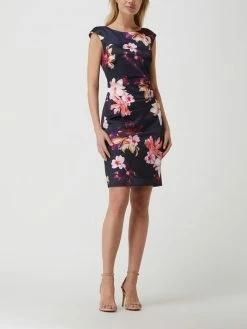 Christian Berg Cocktail Cocktailkleid Mit Floralem Muster - Marineblau Meliert