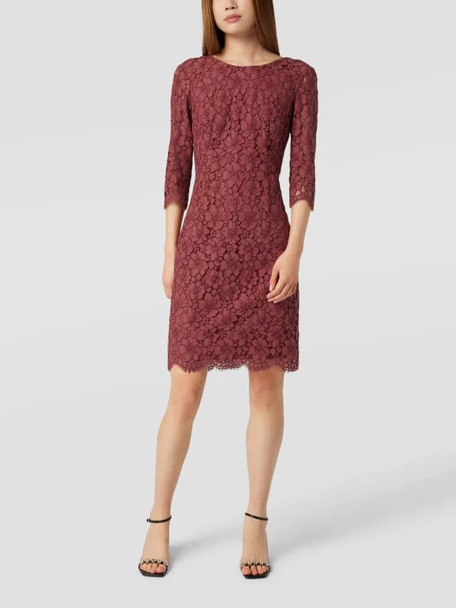 Montego Knielanges Kleid Mit Floralen Stickereien - Pink 2 Montego Knielanges Kleid Mit Floralen Stickereien - Pink