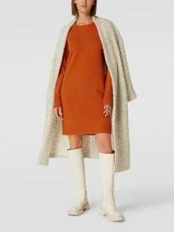 Christian Berg Woman Knielanges Strickkleid Mit Geripptem Rundhalsausschnitt - Terrakotta