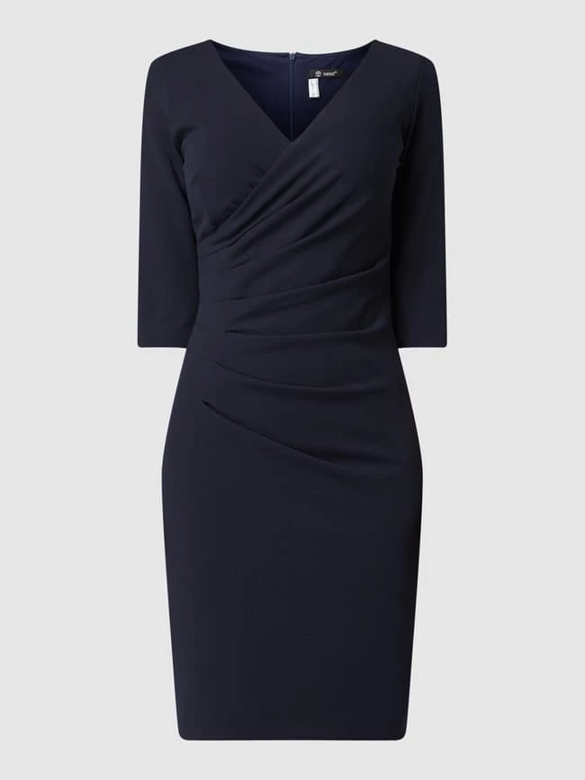 Paradi Cocktailkleid Aus Krepp Mit Drapierten Falten - Dunkelblau 4 Paradi Cocktailkleid Aus Krepp Mit Drapierten Falten - Dunkelblau – Bild 2